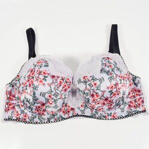 Victoria Secret Dream Angels Purple Satin Red Floral Lined Demi Bra Sz 34D